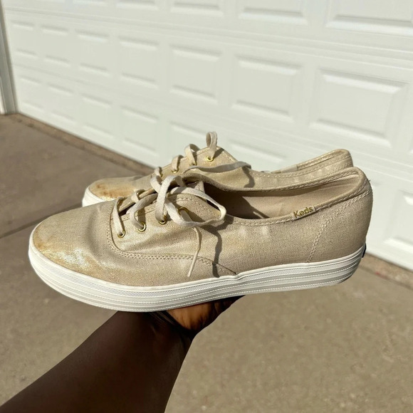 Keds Women’s The Platform Triple Metallic Gold Sneakers - Picture 7 of 16